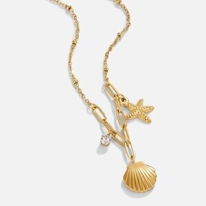 Gold tone Starfish and Shell Pendant Necklace